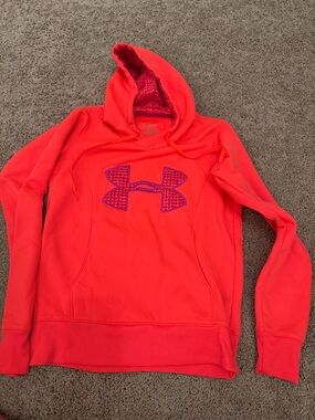 Under Armour Bright Pink Hoodie with Patterned Logo